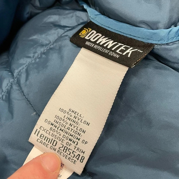 L.L. Bean Blue Hooded Puffer Down Jacket Downtek Water repellent down - Picture 5 of 10